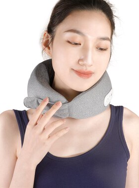 U型电动按摩枕家用颈椎颈肩家用护颈睡眠飞机出差车载便携旅行枕