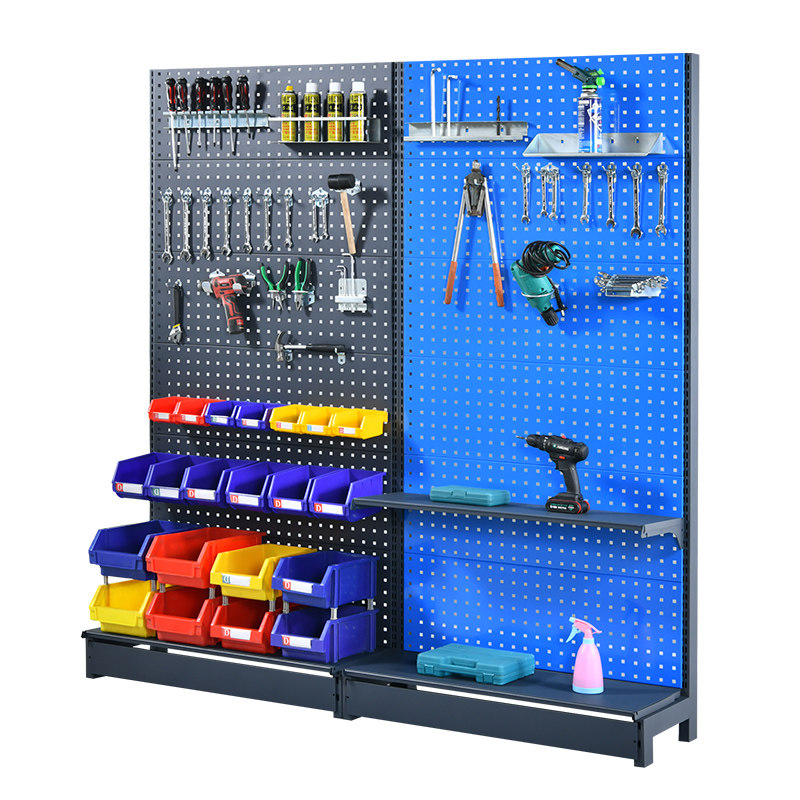 Thickened square hole hardware tool rack workshop hole plate display rack material organizing rack metal auto repair parts shelf