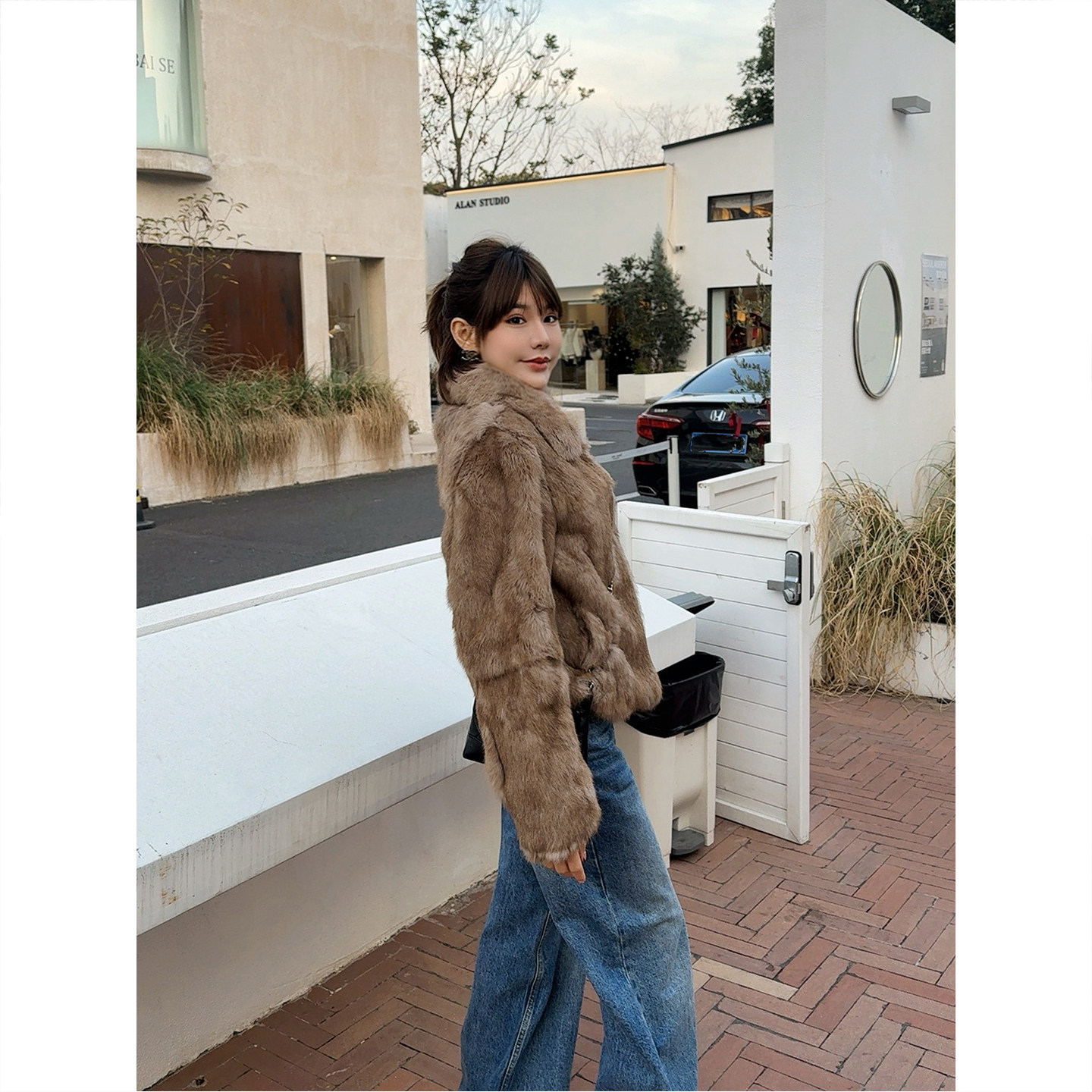 ASBR【星光摩卡】定染中古霜色兔毛皮草外套天然裘皮上衣25冬新款,淘宝优惠券,粉丝福利购,淘宝优惠卷