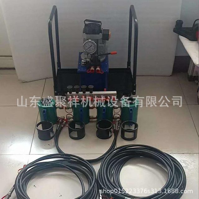 Electric hydraulic plate clamping device, plate heat exchanger, one tow and four disassembly tool, hydraulic machinery