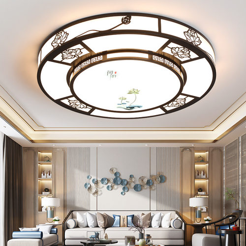 新中式大圆灯简约现代2022年新款大尺寸客厅灯中国风led吸顶灯具 - 图0
