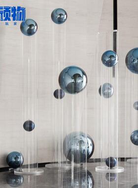 圣诞球彩色吊顶装饰球空心镜面不锈钢金属商城橱窗店面装饰球圆球