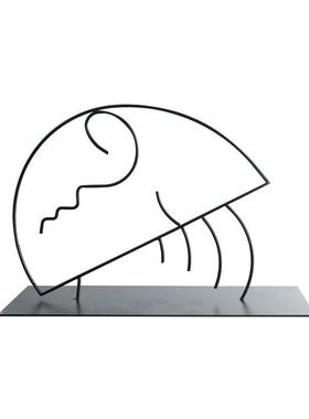 北欧现代抽象黑色金属线条摆件客厅玄关样板间酒店餐桌桌面装饰品