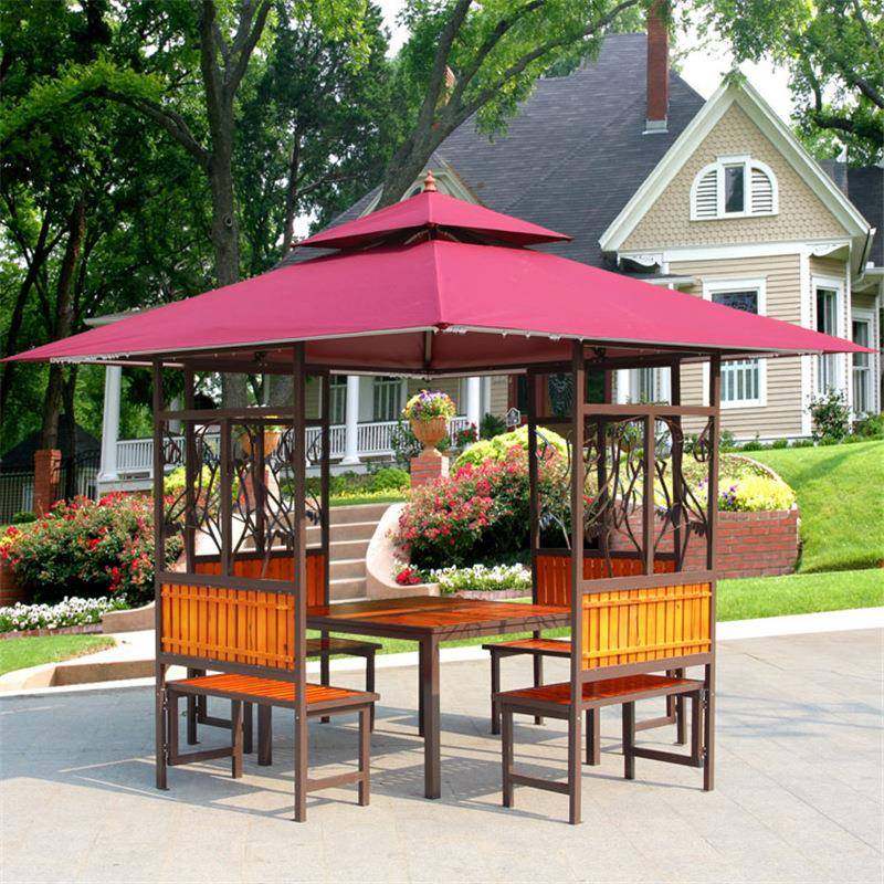 户外铁艺花鸟亭庭院花园凉亭欧式豪华帐篷防水四柱亭木啤酒亭,淘宝优惠券,粉丝福利购,淘宝优惠卷