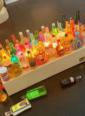 七夕情人节迷你酒瓶小夜灯发光摆件创意车载两用情侣闺蜜手工diy