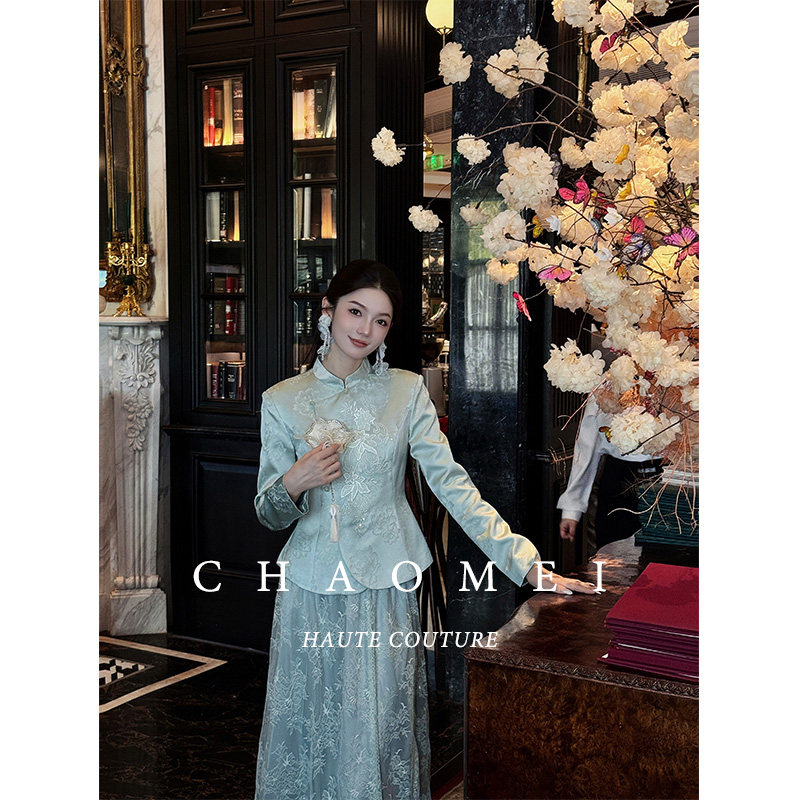 冯（CHAOMEI【绫蓝】国风新中式女装秋季新款外套+蕾丝料半裙套装,淘宝优惠券,粉丝福利购,淘宝优惠卷