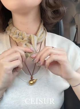 新中式沙金葫芦吊坠同款项链