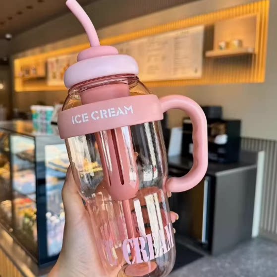 A爆款冰霸杯夏季水杯高颜值女大容量顿顿桶肚肚杯可爱学生吸管杯