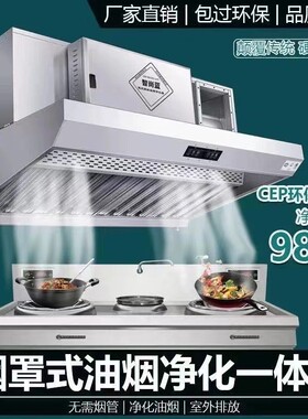 商用油烟净化一体机饭店厨房大吸力低空排放净化器餐饮不锈钢烟罩