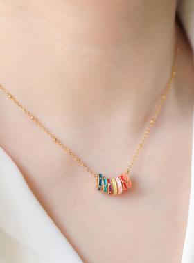 LADYB七彩冷珐琅彩色百搭项链
