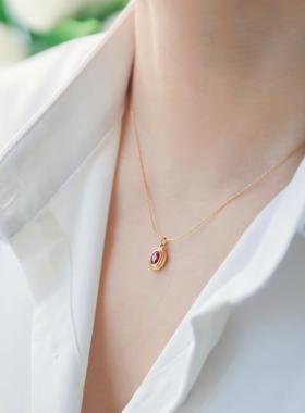 LADYB酒红锆石镶嵌镀金保色项链