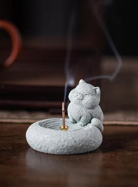 创意小萌猫茶宠摆件可爱猫咪线 线香插香托 托香器香座客厅书房茶