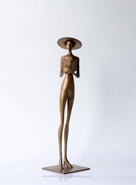 轻奢装饰柜摆件玄关高级感装饰品酒柜电视柜竖高长型艺术人物雕塑