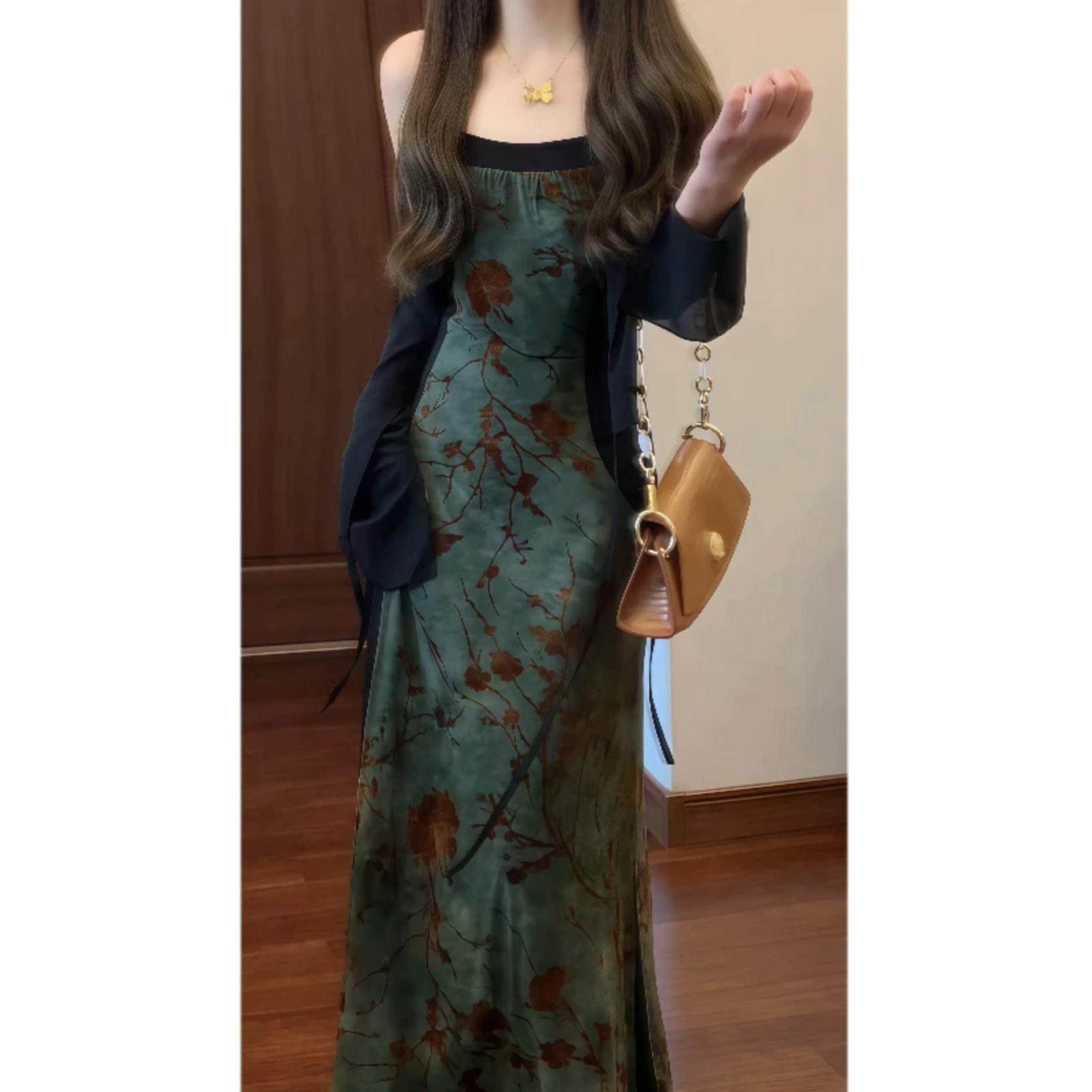 新中式国风扎染植绒吊带连衣裙气质长裙&防晒空调针织开衫两件套,淘宝优惠券,粉丝福利购,淘宝优惠卷