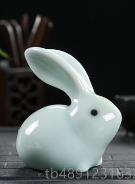正品可爱厅小件白兔子陶瓷摆客家居工艺品摆设酒柜卡通萌兔装饰品