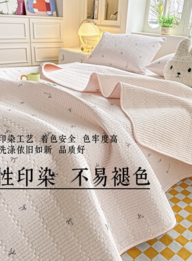 一面双层纱一面凉感天丝床盖三件套家用双面两用床垫床护垫床褥子