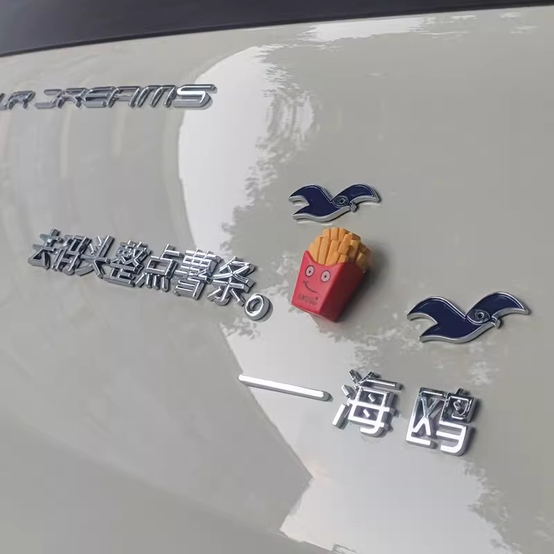 比亚迪海鸥汽车车贴原车材质3D立体ABS电镀创意文字改装车标贴 - 图0