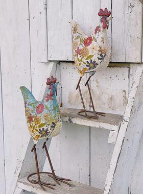 促销铁公鸡饰品覆古心疼锈效果立体花园杂货特别装饰饰品