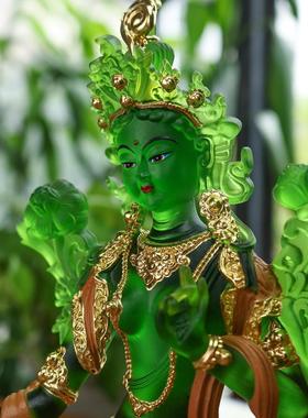 禅悦佛艺古法琉璃贴金绿度母佛像彩绘观音菩萨礼佛家居摆件多尺寸