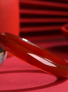 收藏级牛血红玉髓手镯高冰透玛瑙