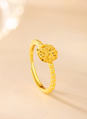 金六福吉祥S925银花丝小方糖戒指