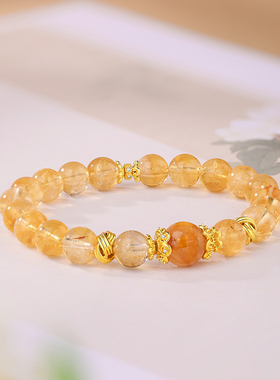 金六福吉祥水晶手串天然水晶蜂蜜柚子水晶手链日常百搭时尚通勤款