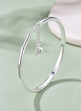 金六福吉祥足银999竹节铃铛手镯