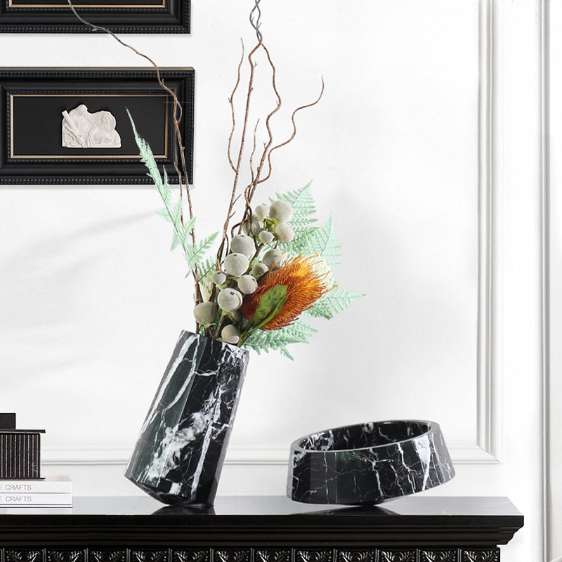 天然大理石装饰花瓶果盘餐厅客厅桌样板房高级感摆件家居摆设品,淘宝优惠券,粉丝福利购,淘宝优惠卷