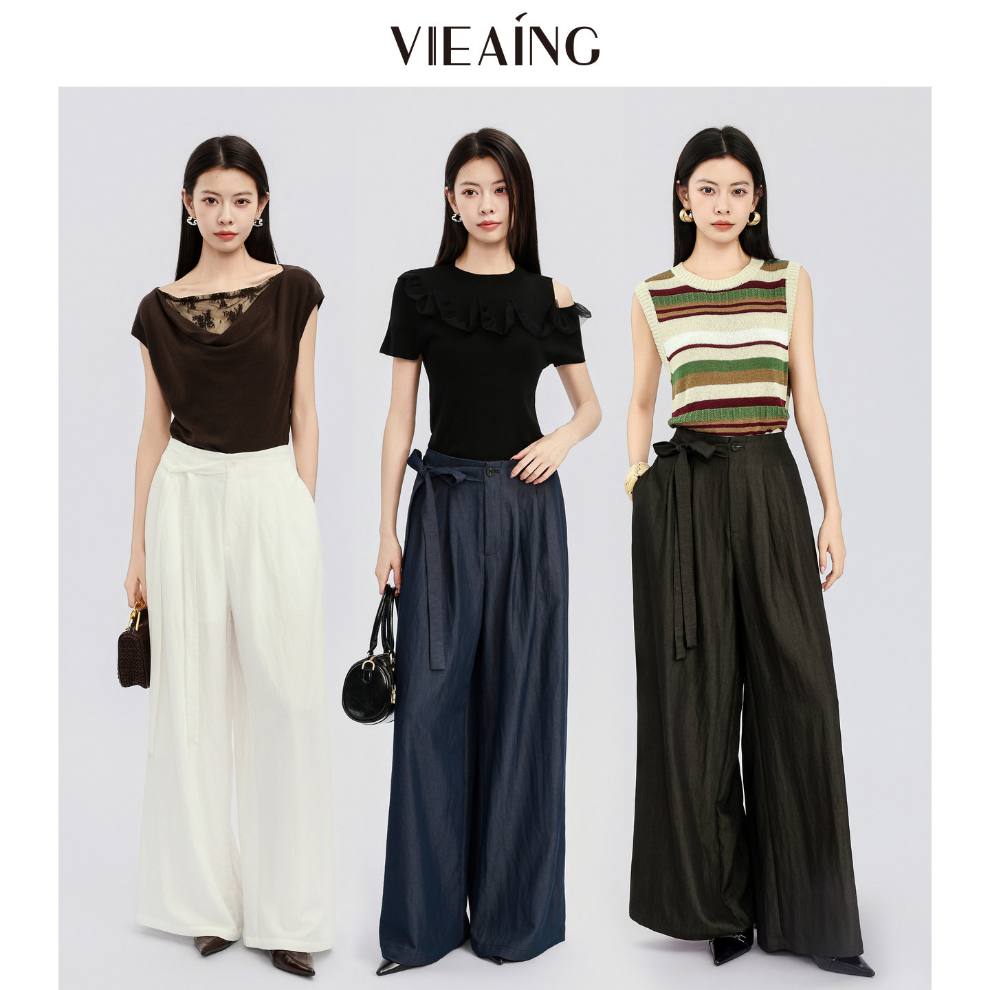 VIEA.ING薇迎商场同款高腰阔腿裤女2026夏秋垂坠感百搭显瘦裤子 裤 实拍商品图