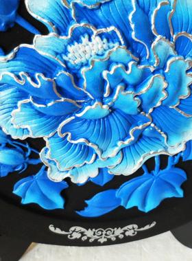 富贵芙蓉蓝花开富贵牡丹花摆件田园风格家居客厅电视柜装饰品摆设