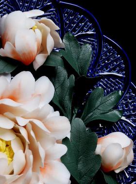 东方泥土陶瓷瓷花挂盘摆件博古架客厅装饰酒柜工艺礼品摆饰乔迁新