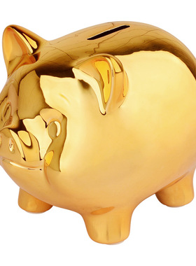 酒柜装饰品摆件储蓄罐陶瓷小金猪存钱罐儿童房间书桌装饰品客厅