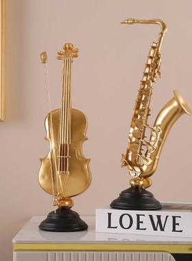 欧式复古小提琴萨克斯艺术摆件玄关酒柜轻奢家居办公室客厅装饰品