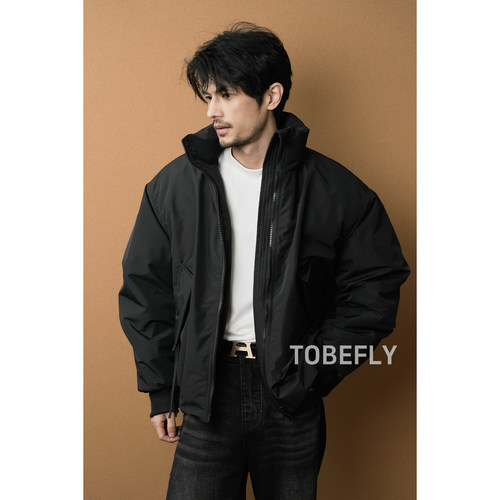 Tobefly防风防水美式立领廓形面包服25冬季新款宽松保暖棉服25054 - 图3