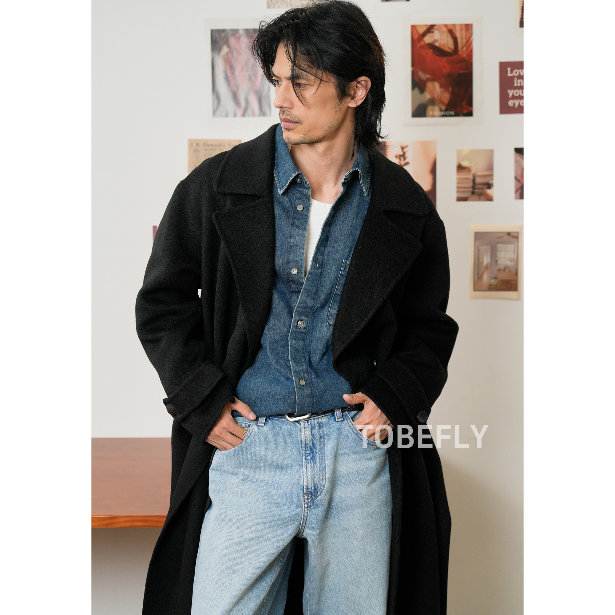 Tobefly100绵羊毛简约双面呢大衣中长款25秋冬新款毛呢外套95873,淘宝优惠券,粉丝福利购,淘宝优惠卷