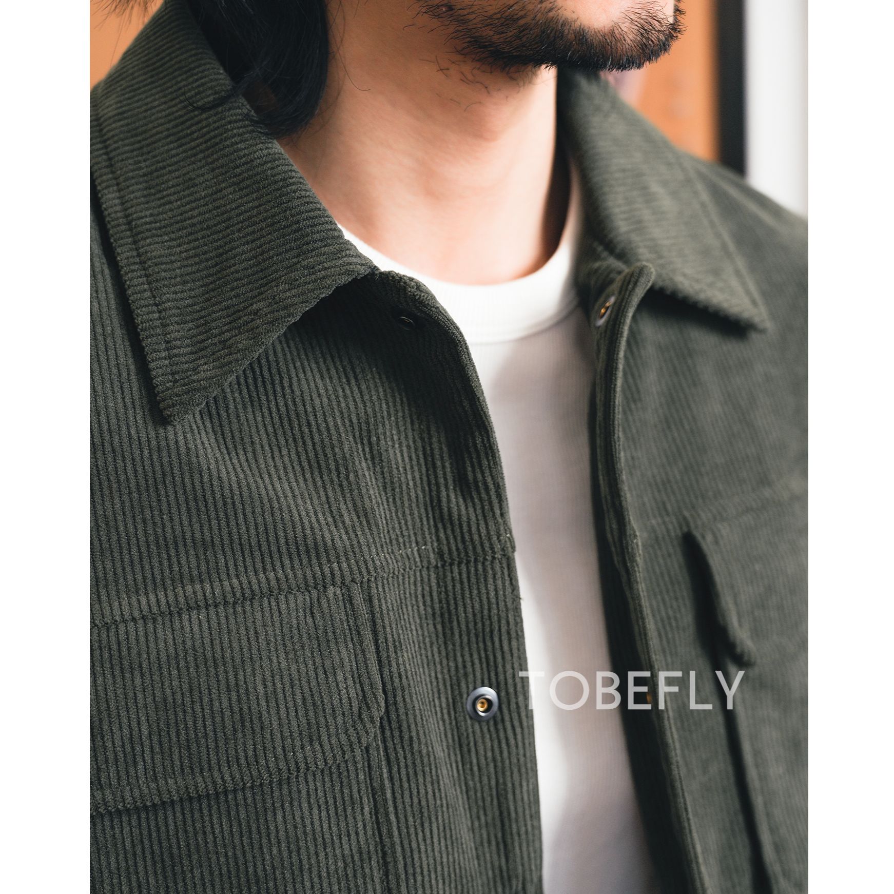 Tobefly灯芯绒短款翻领夹克2025秋季新款潮时尚休闲通勤男士外套 - 图2