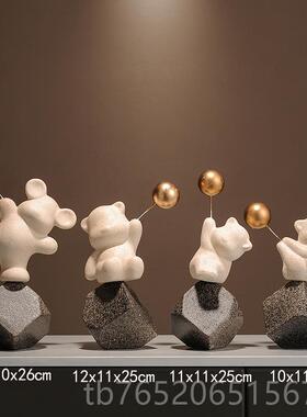 正品石来运转电视柜厅装饰件客酒柜一路高顺风福气小熊摆档新中式