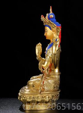 正品四臂音佛像音摆件纯铜工全鎏金5寸7精寸10观寸密宗供奉观菩萨