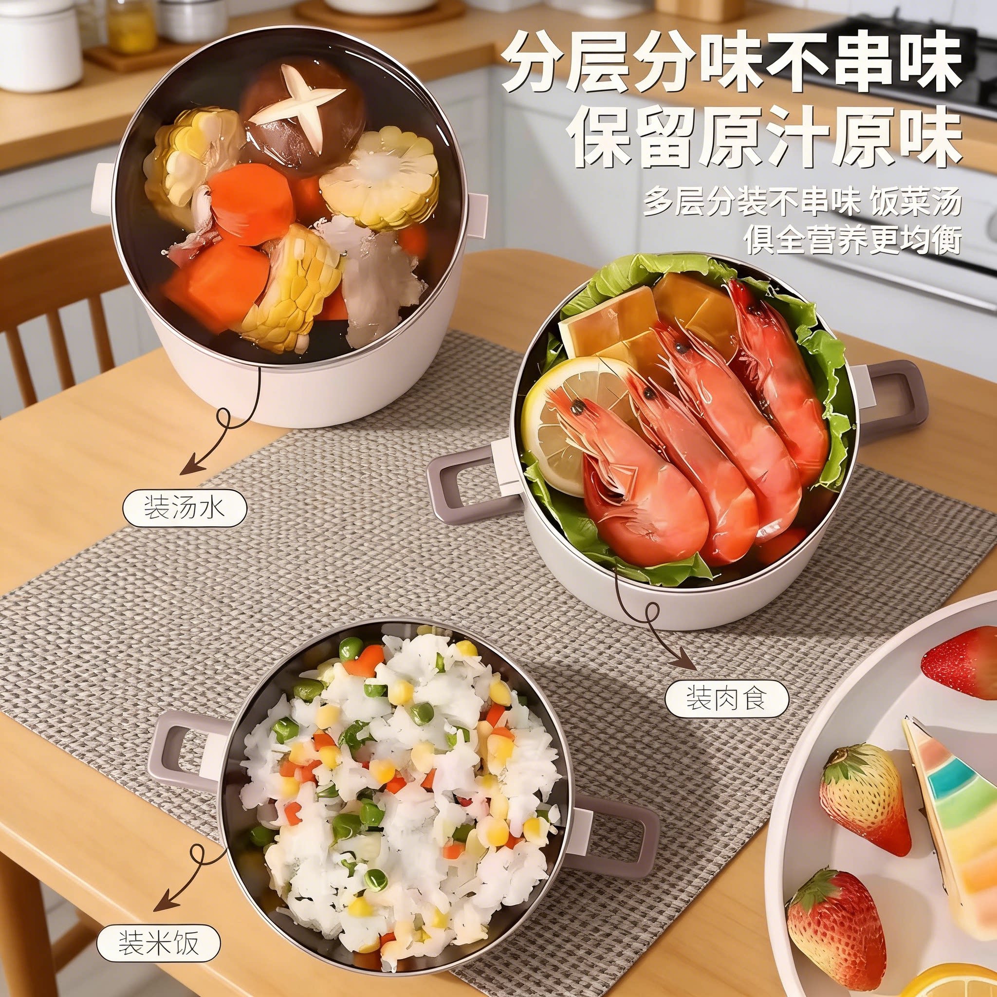 不锈钢多层保温饭盒上班族简约学生便当盒大容量带盖密封防漏