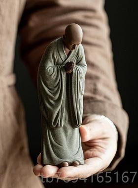 高档新中式创意紫砂禅意小和客尚面摆件书厅办公桌室陶瓷房家居饰