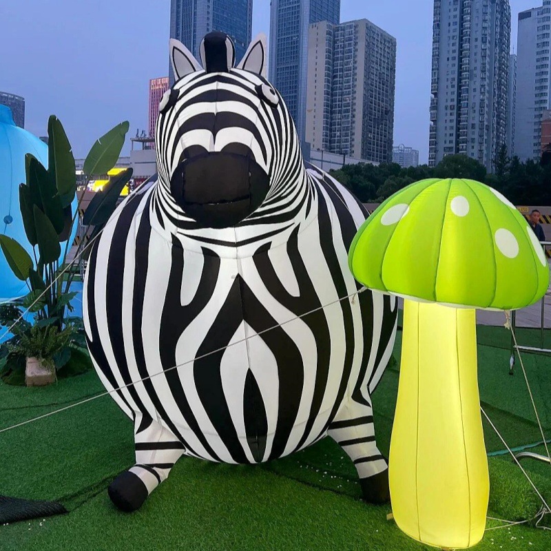 充气膨胀动物园气模发光胖卡通长颈鹿斑马大象豹模型户外商场美陈 - 图1