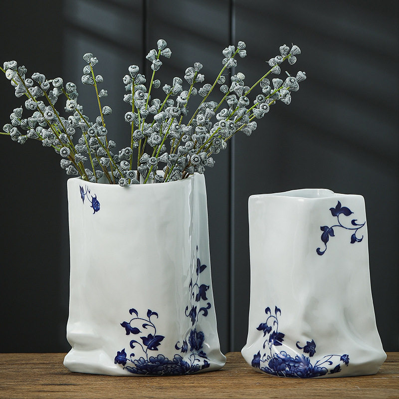 高温青花瓷花瓶别墅样板房陶瓷饰品摆件陶瓷花瓶饰品陶瓷摆件花瓶,淘宝优惠券,粉丝福利购,淘宝优惠卷