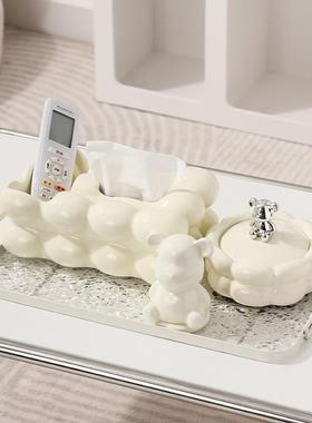 棉花糖果包装纸巾盒客厅创意多功能遥控器收纳盒轻奢茶几卫生纸盒