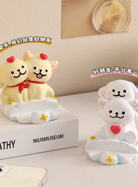 小狗手机支架可爱l创意办公室工位好物桌面装饰摆件生日小礼物女