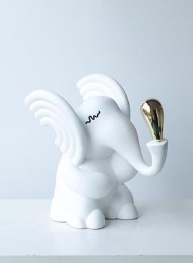 现代艺术创意卡通大象动物公仔摆件家居儿童房酒店样板间装饰品