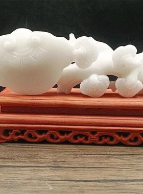 天然白玉灵芝如意摆件客厅玄关办公室家居装饰工艺品乔迁开业礼品