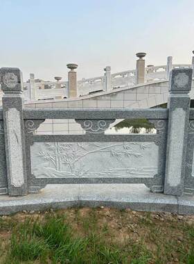 厂家直销石材栏杆河道桥梁工程订单汉白玉公园石栏杆花岗岩青石