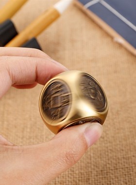 黄铜扭转乾坤六面可旋转手把件时来运转钱创意茶T艺桌生肖骰子摆