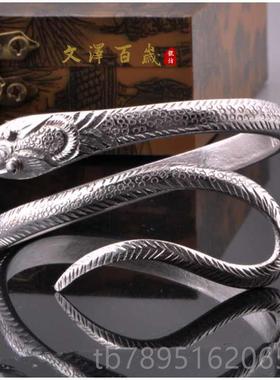 高档灵蛇雪花银99银手镯手环银品手9订工定做个性生肖蛇制NO1饰63