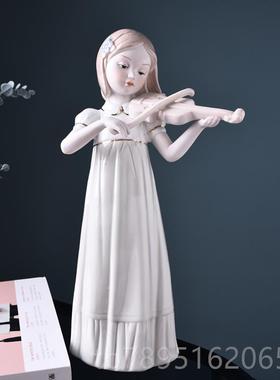 高档欧式装饰品摆件家居客厅酒饰品摆设代房柜间西洋少女陶现工瓷